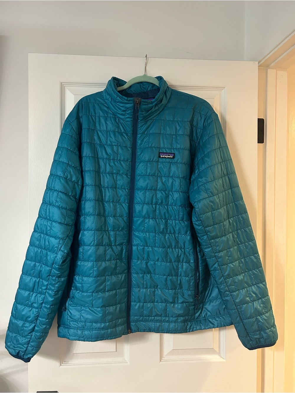 Patagonia Men’s Nano Puff Jacket in Belay Blue, size XL.